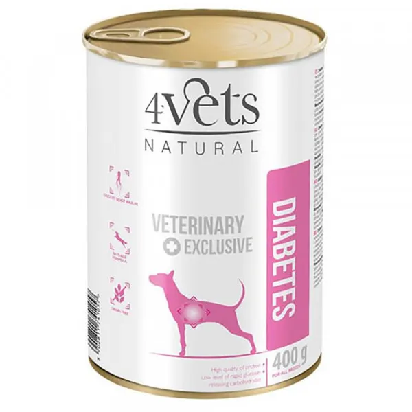 4Vets Diabetes Alimento em paté para cão com diabetes