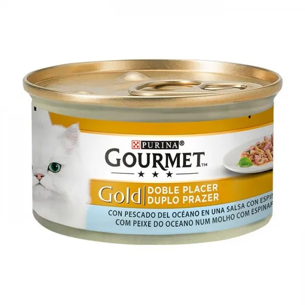 Gourmet Gold Duplo prazer para gato – Peixe do oceano e espinafres