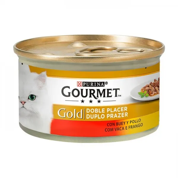 Gourmet Gold Duplo Prazer para gato – Vaca e Frango