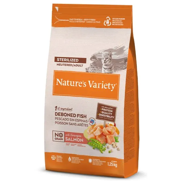 Nature’s Variety Selected No grain Gato adulto esterilizado – Salmão da noruega