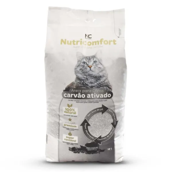 Nutricomfort – Areia Super Aglomerante de Carvão Ativado 18 L