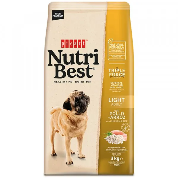 Picart Nutribest High Premium Light Cão Frango E Arroz