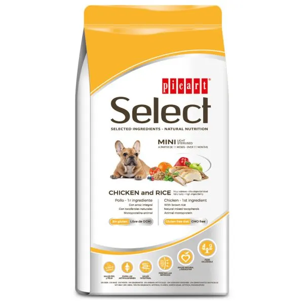 Picart Select Mini Light Cão – Frango e Arroz