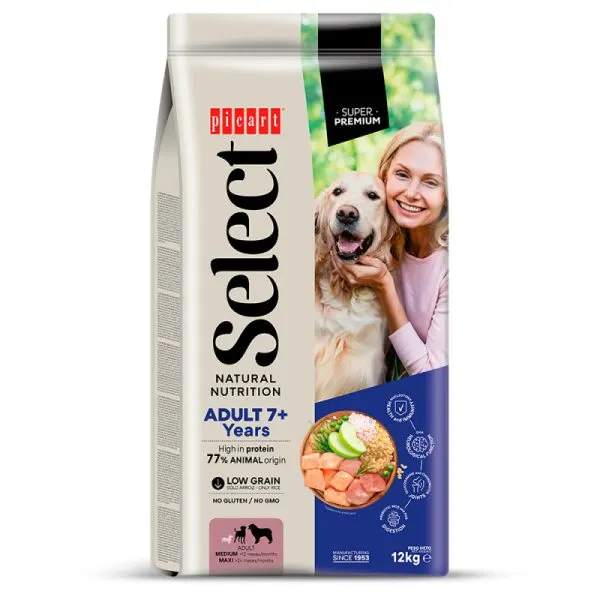 Picart Select 7+ – Ração seca para cão com mais de 7 anos – Frango e arroz