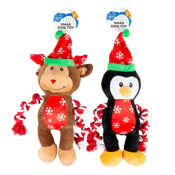 Duvo Plus Rena e Pinguim de Peluche com Som para Cão