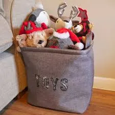 Buffalo Check Toy Basket-Cesto Brinquedos
