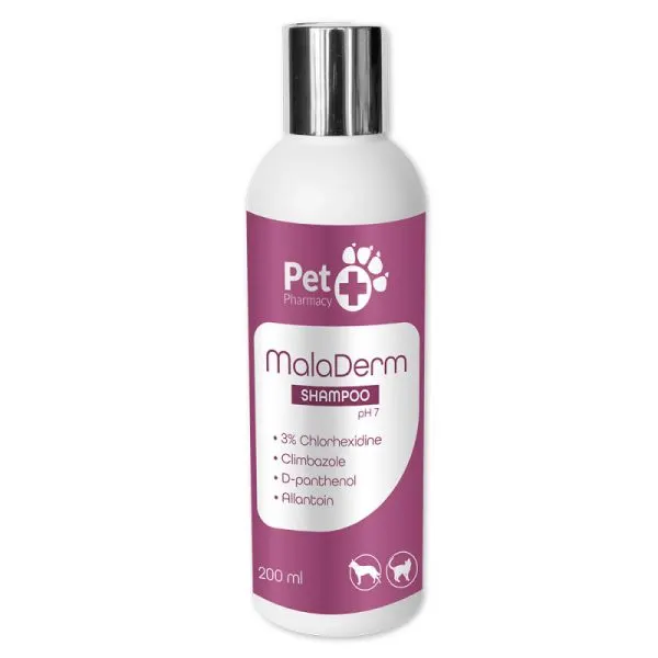 Vetfood – MalaDerm – Champô para Dermatoses Bacterianas e Fúngicas para Cães e Gatos